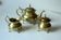 Metal teapot gold plated, inside silver plated, with milk pot and sugar bowl as a set, vintage