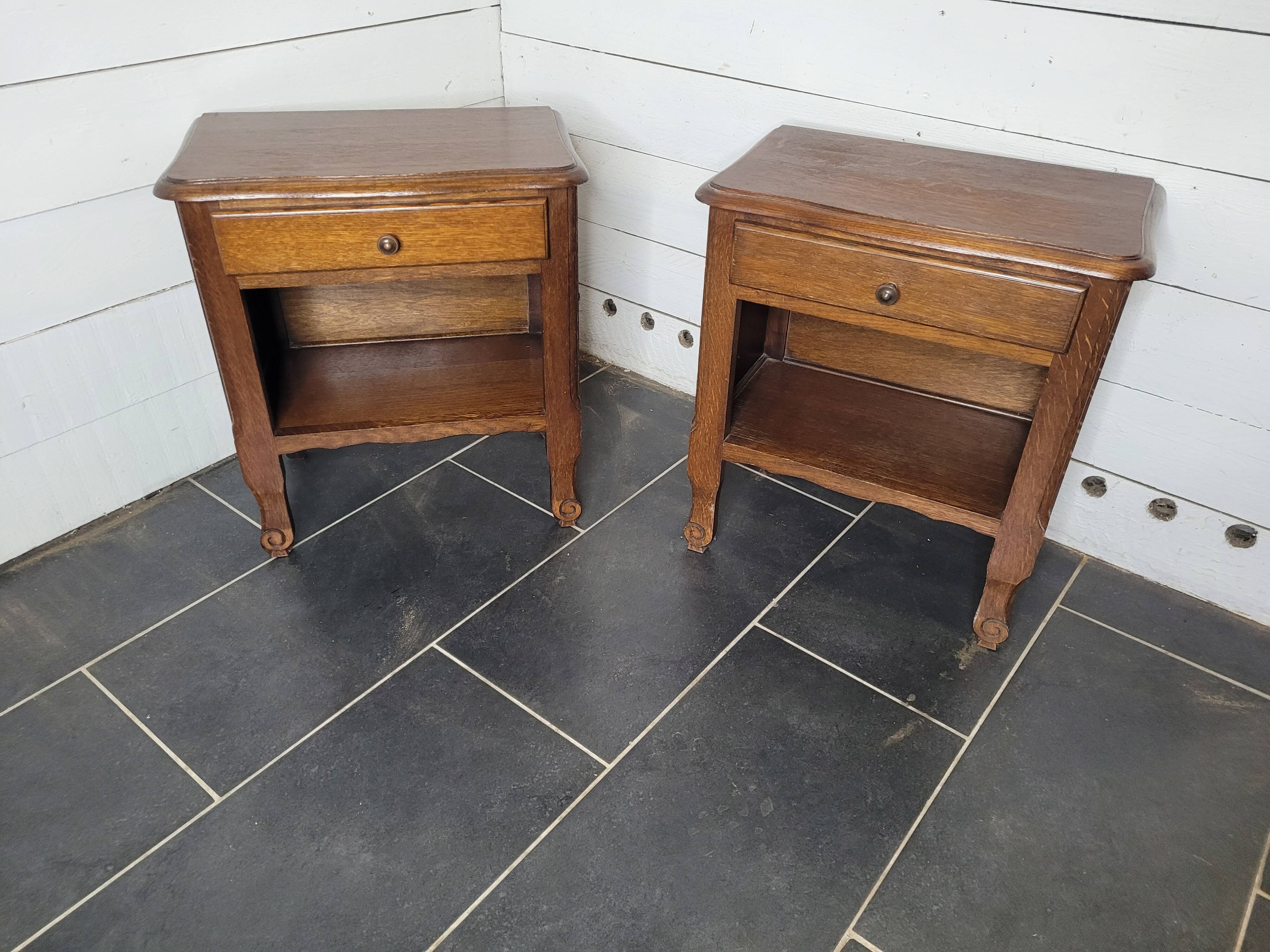 Pair of oak bedside tables