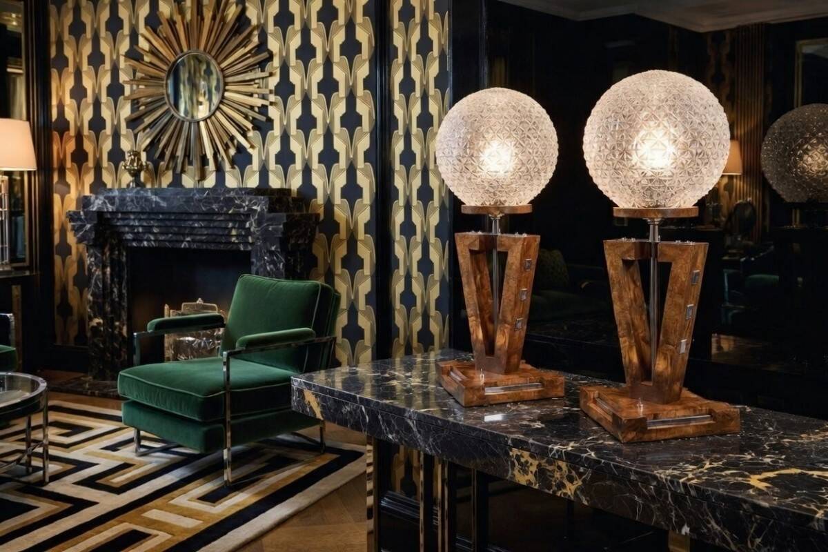 Pair of Art Deco lamps, Poland, 1950s.