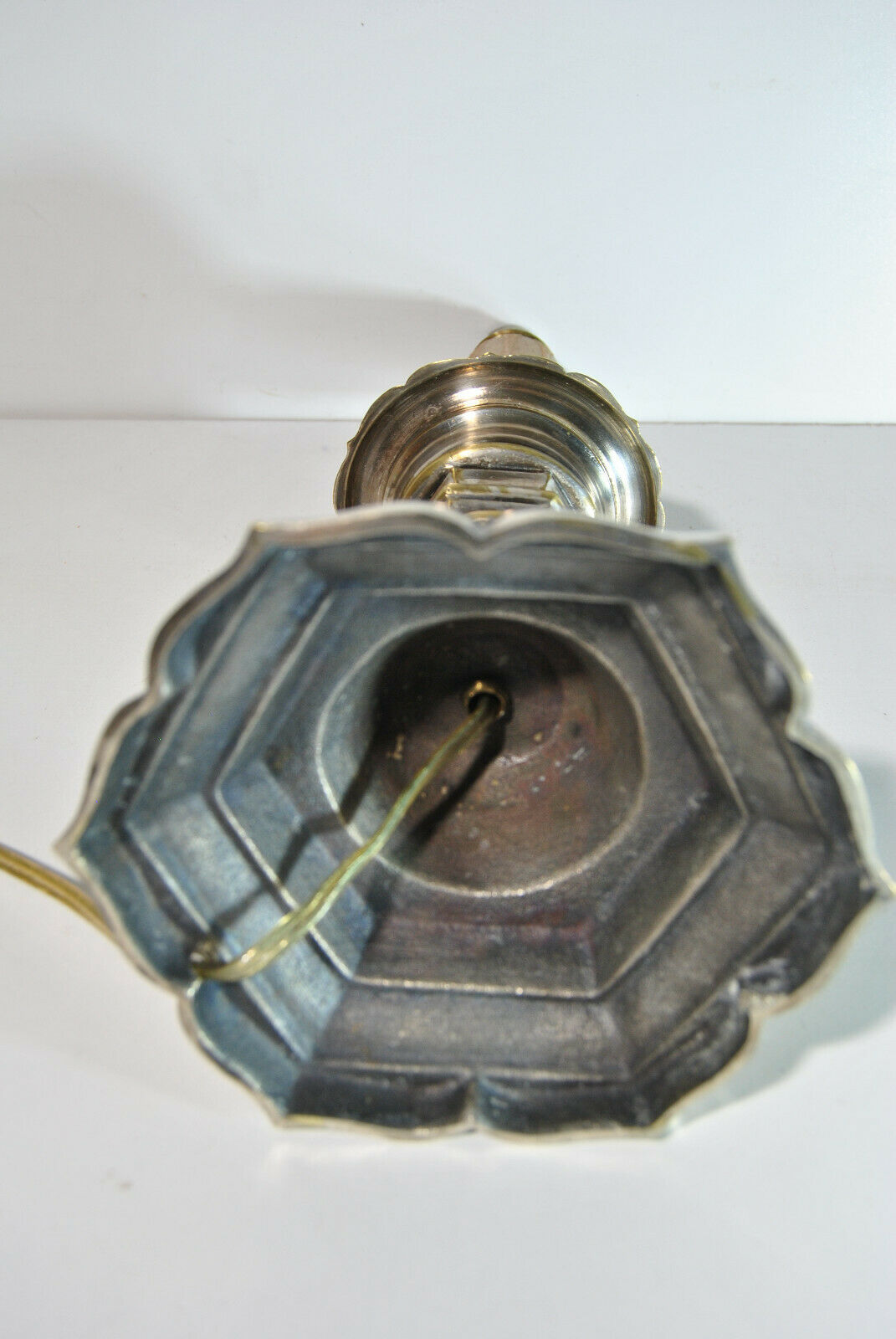 Candle holder pique candle candle old 19 century bronze silver mounted foot lamp