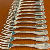Christofle France, 12 dessert cake forks 1970/1980 in new condition.