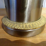 Vintage lamp, steel and brass. Pig bladder lampshade