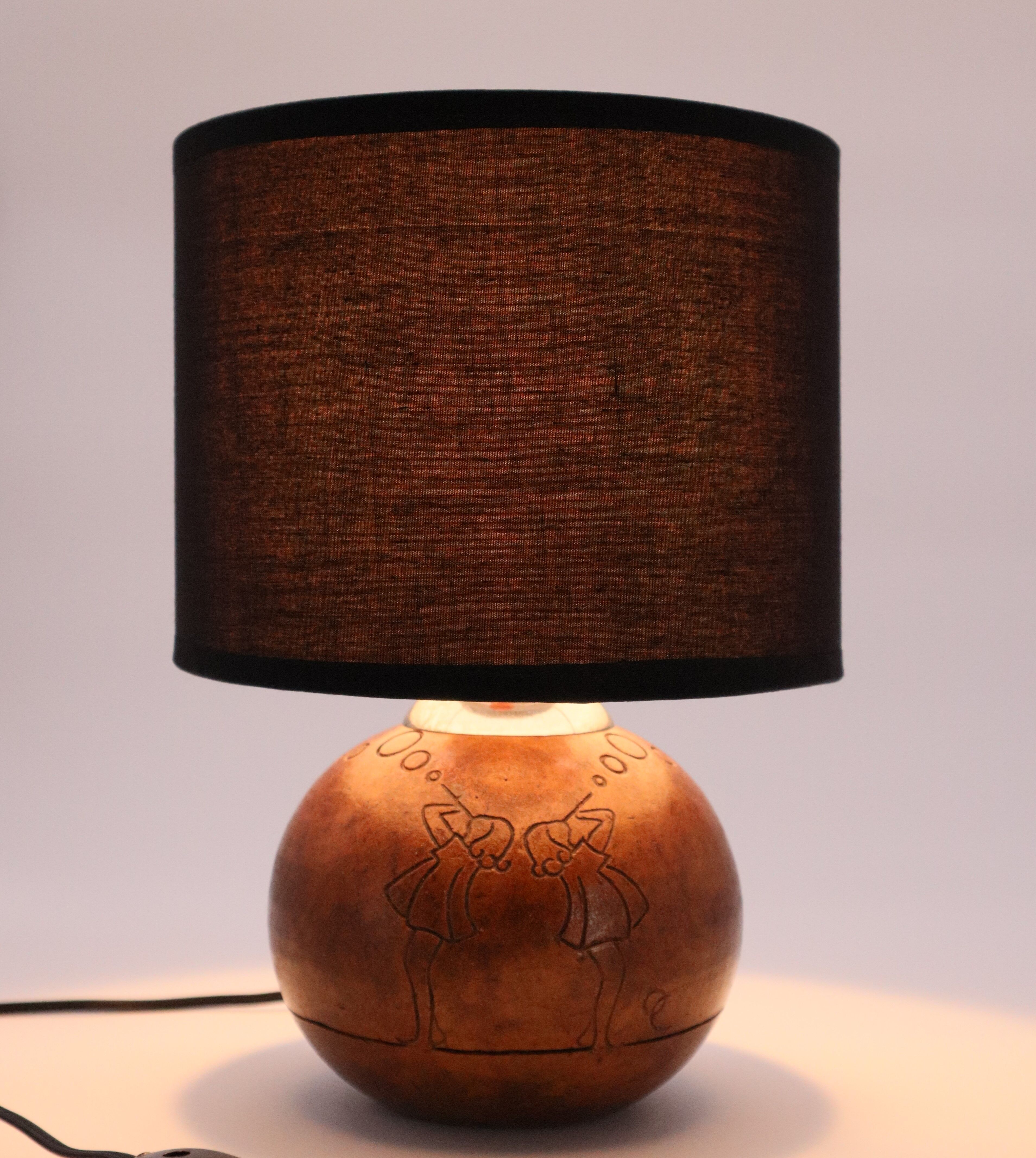 Ceramic lamp decorated with Little Girls Art-Deco 1930