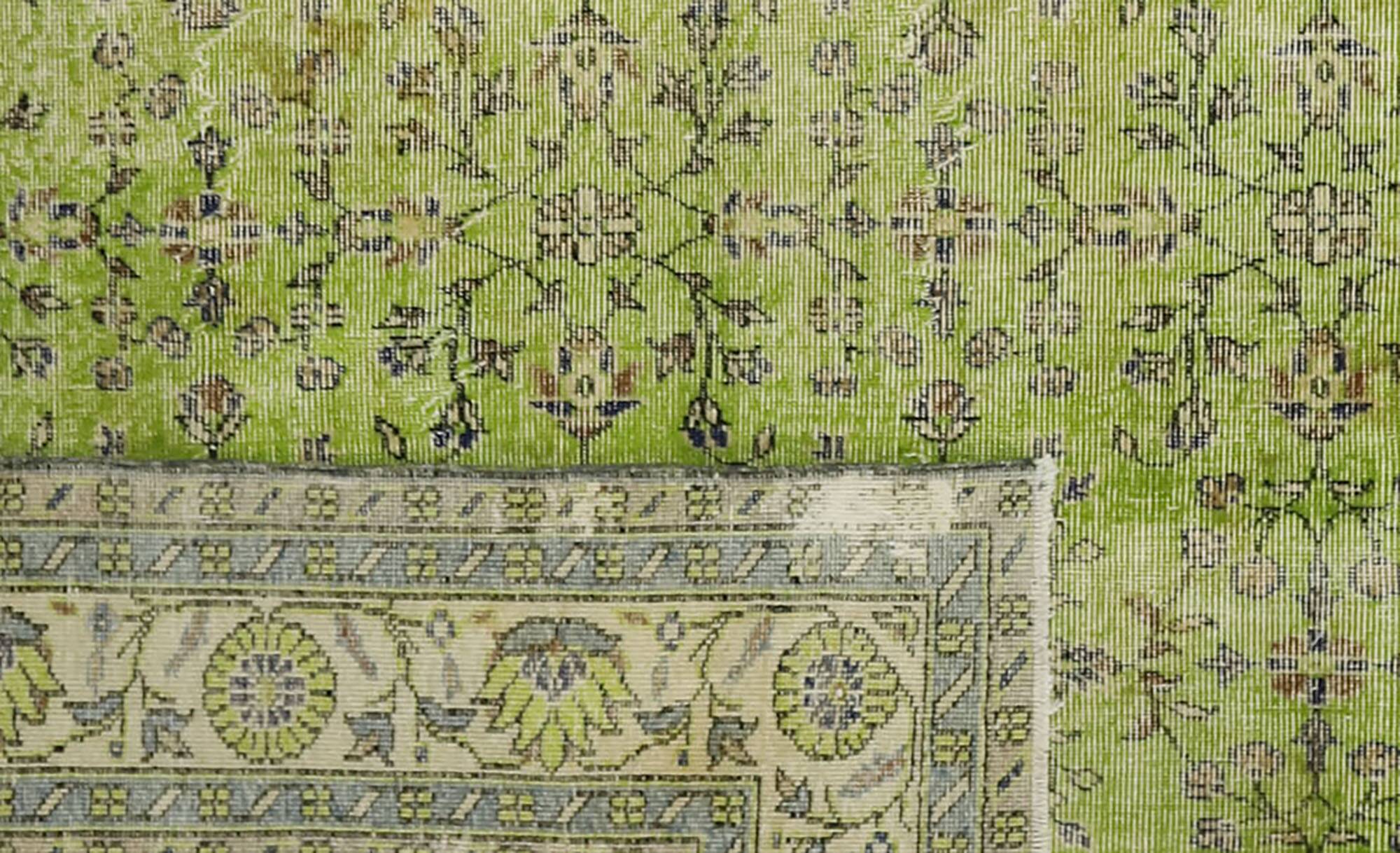 Vintage Green Floral Turkish Carpet 323 x 227 cm