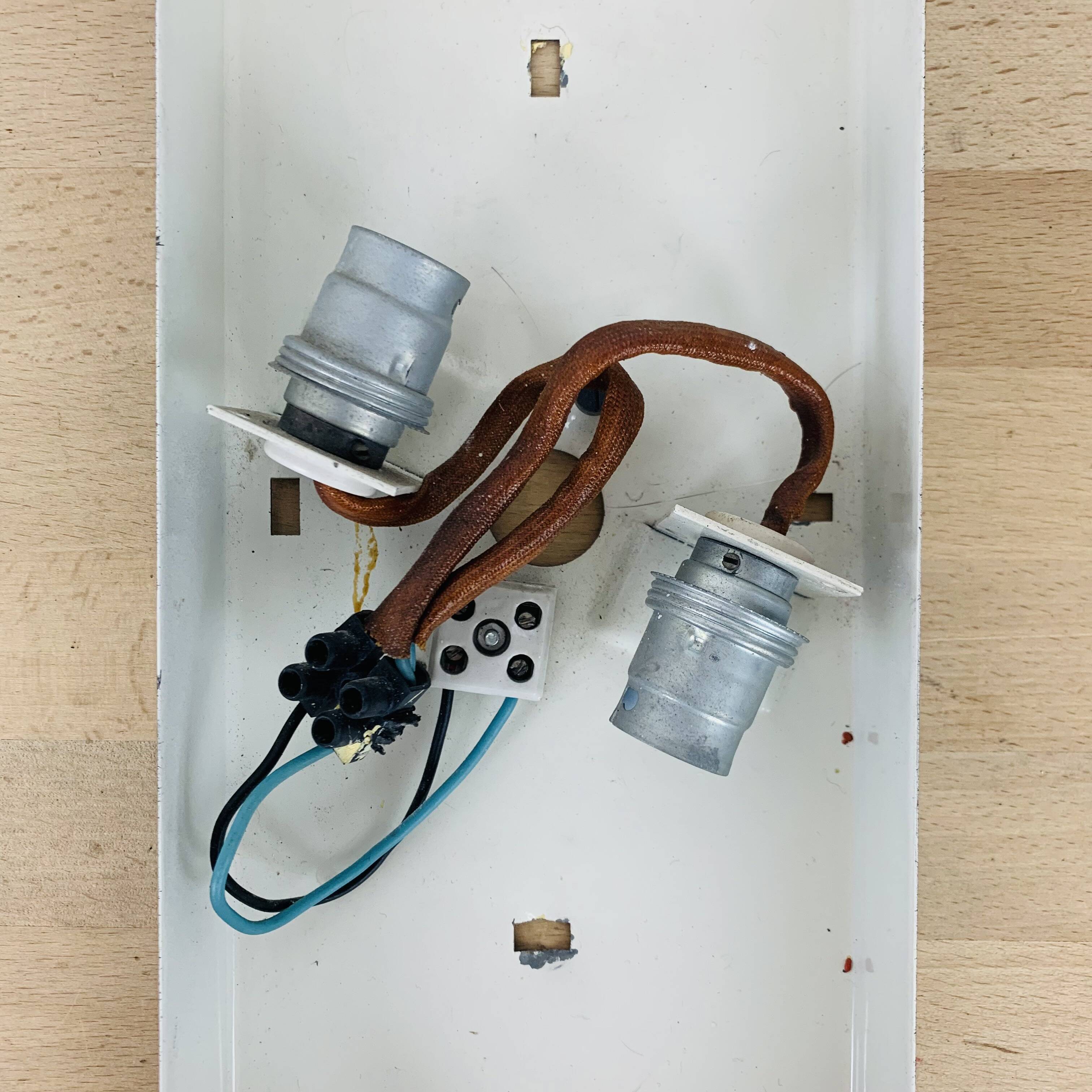 Holophane rectangular wall light in chiseled glass from the 60s