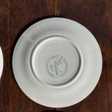 Set of 4 Italian ceramic plates in green, orange, and yellow splashes D20.