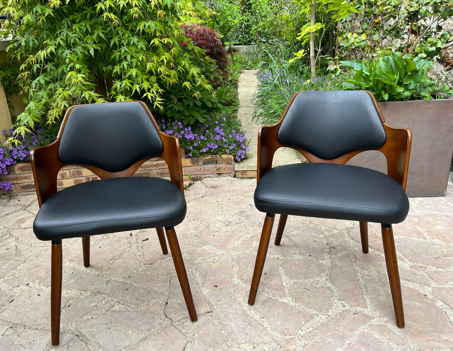 Pair of wooden armchairs