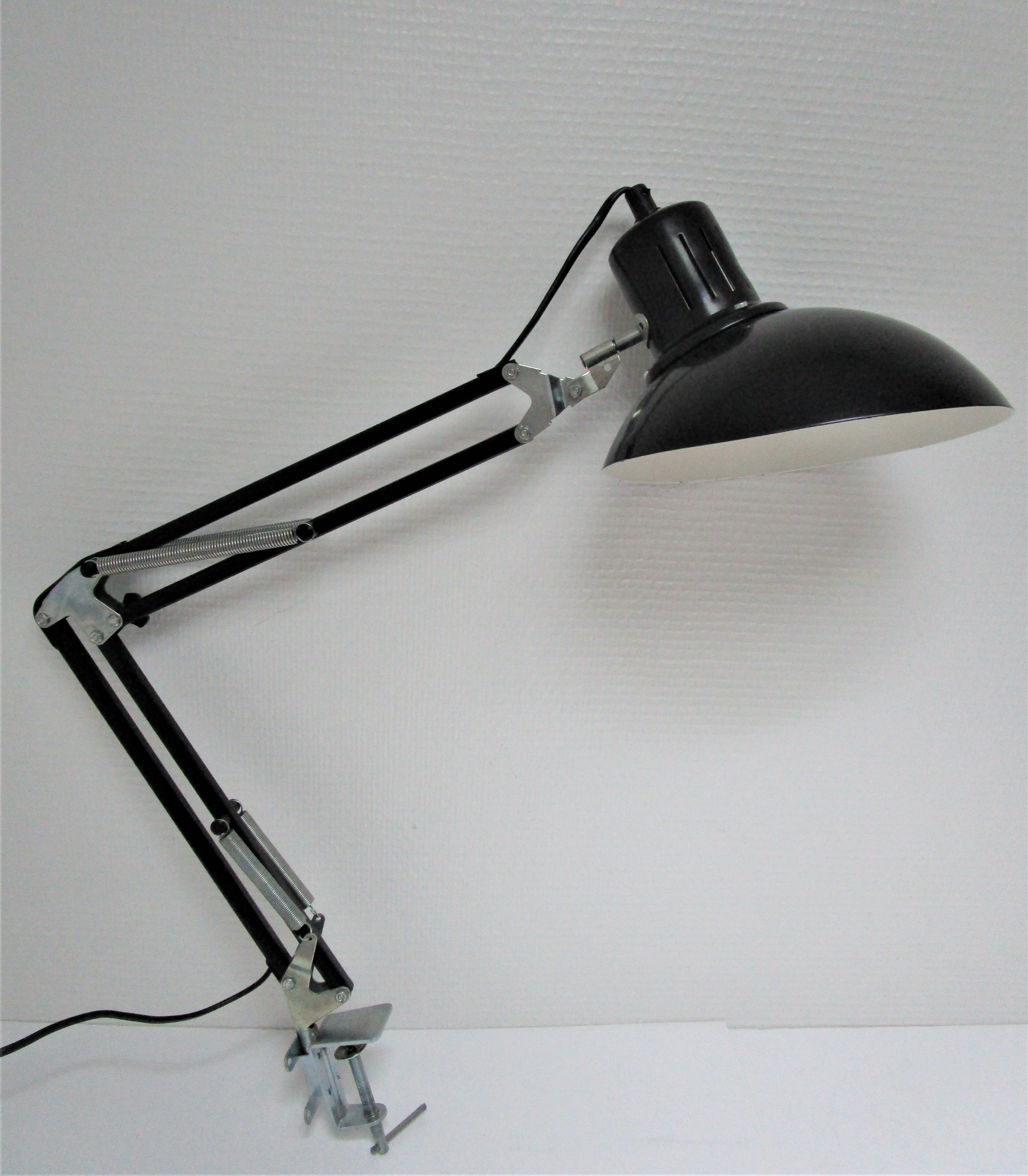 Lamp architect metal black design Aluminor vintage
