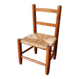 Vintage children's chair in wood and straw