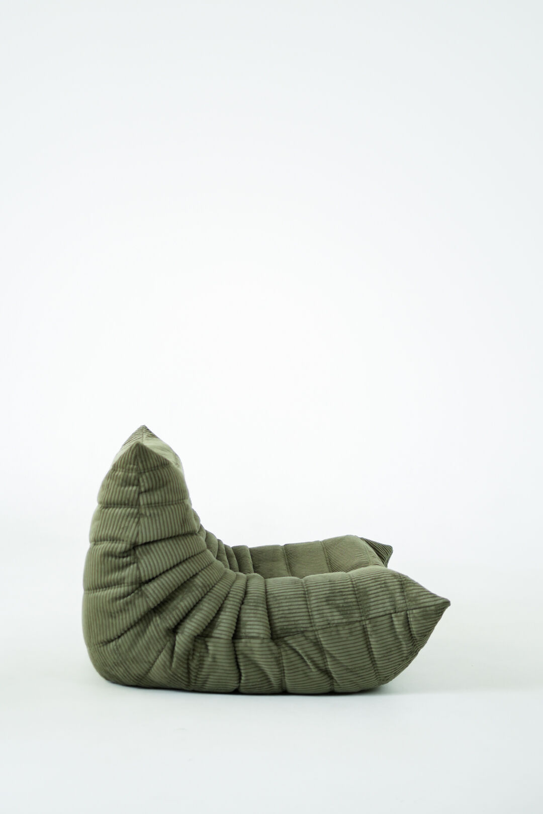 Togo Armchair and Pouf in Khaki wide Corduroy