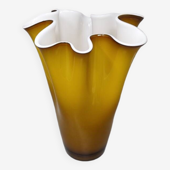 1960s Astonishing "Fazzoletto" Vase By Ca' Dei Vetrai in Murano Glass. Made in Italy