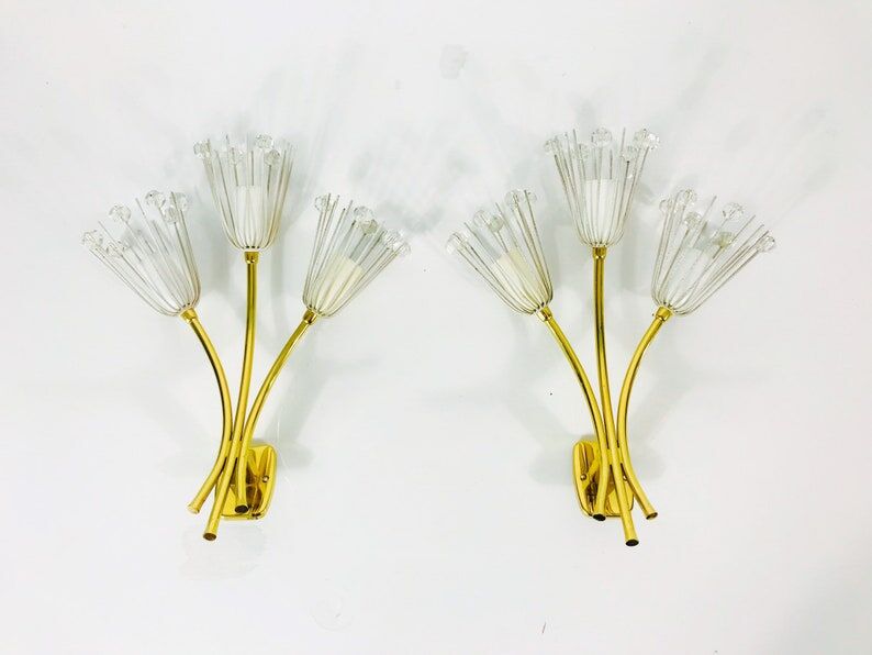 Pair of brass wall lamps by Emil Stejnar for Rupert Nikoll, Austria 1960