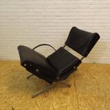 Tecno P40 chaise longue  , cuir noir