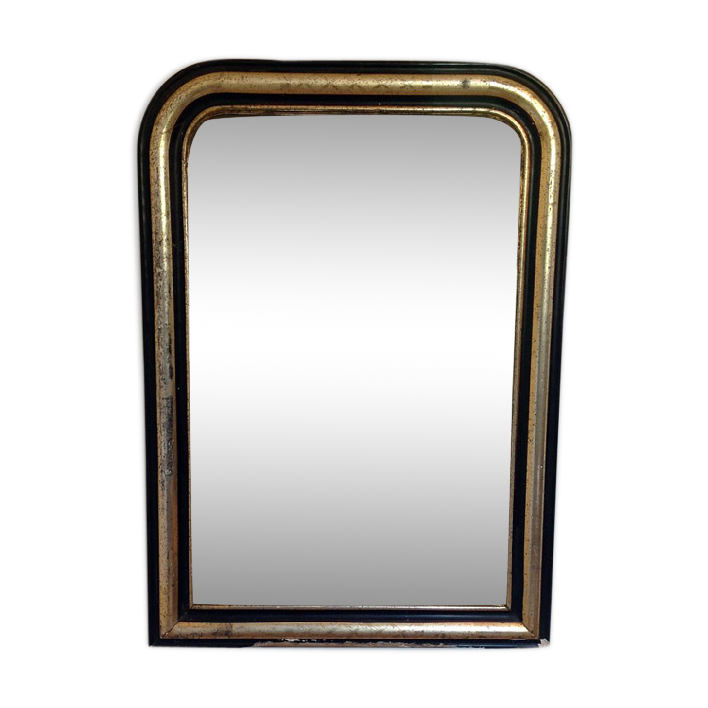 Miroir Louis-Philippe noir et doré - 73 X 52 cm