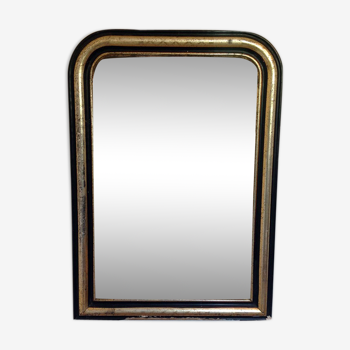 Miroir Louis-Philippe noir et doré - 73 X 52 cm