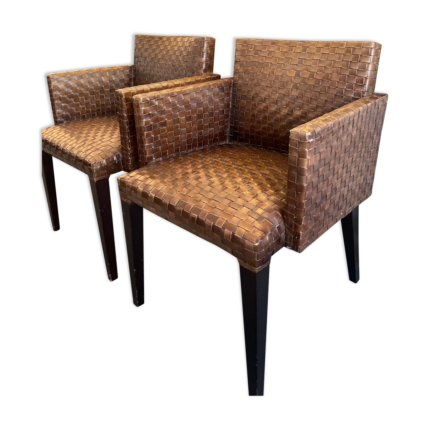 Woven Leather Dining Chairs