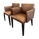 Chaises à manger en cuir tissé