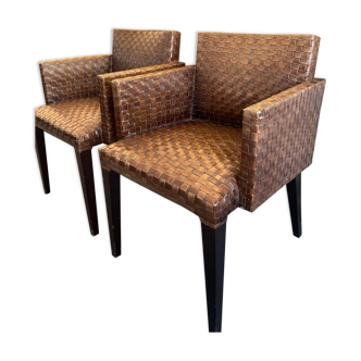 Woven Leather Dining Chairs