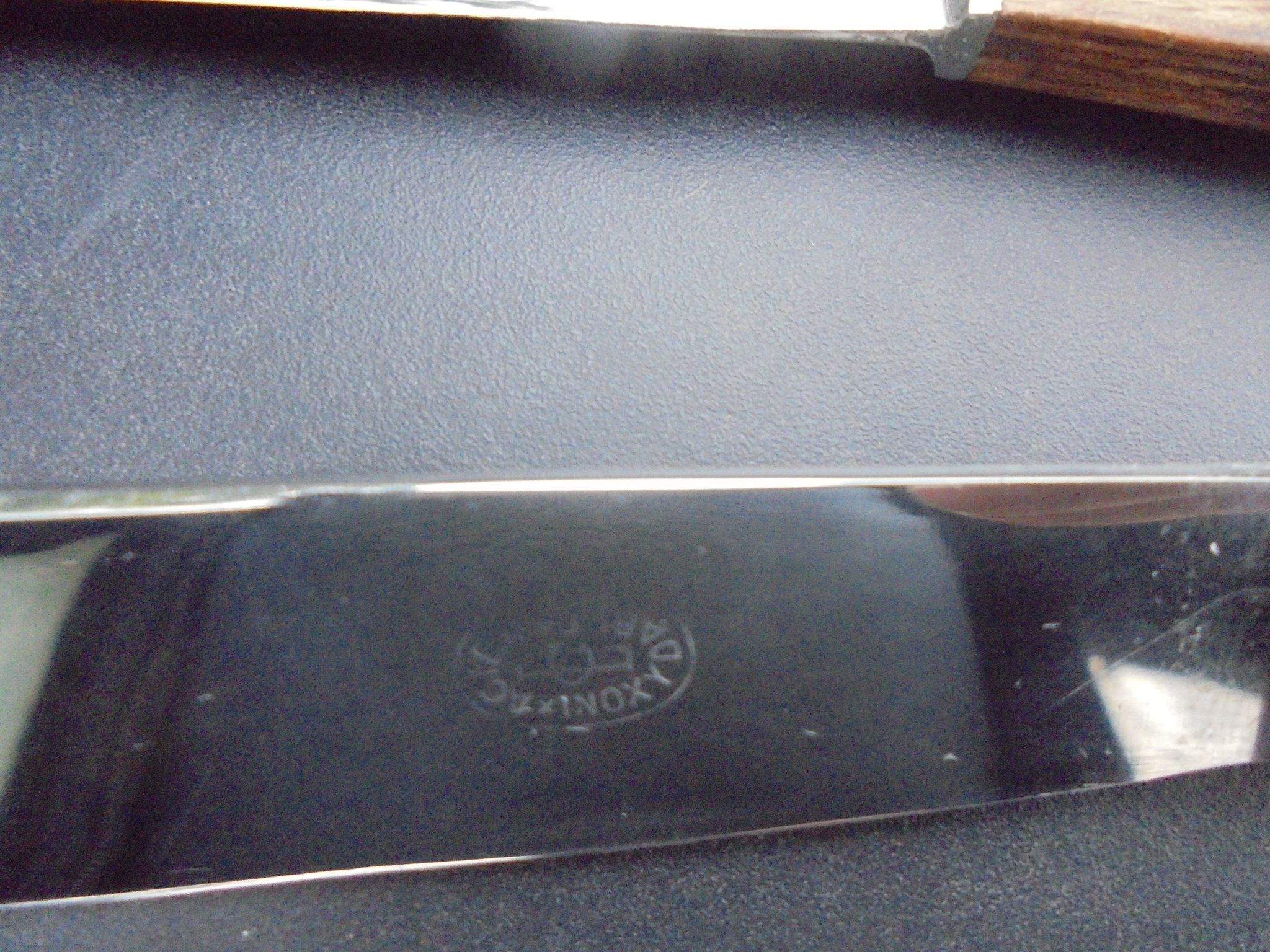 12 table knives vintage handle wood (rosewood) stainless steel blades
