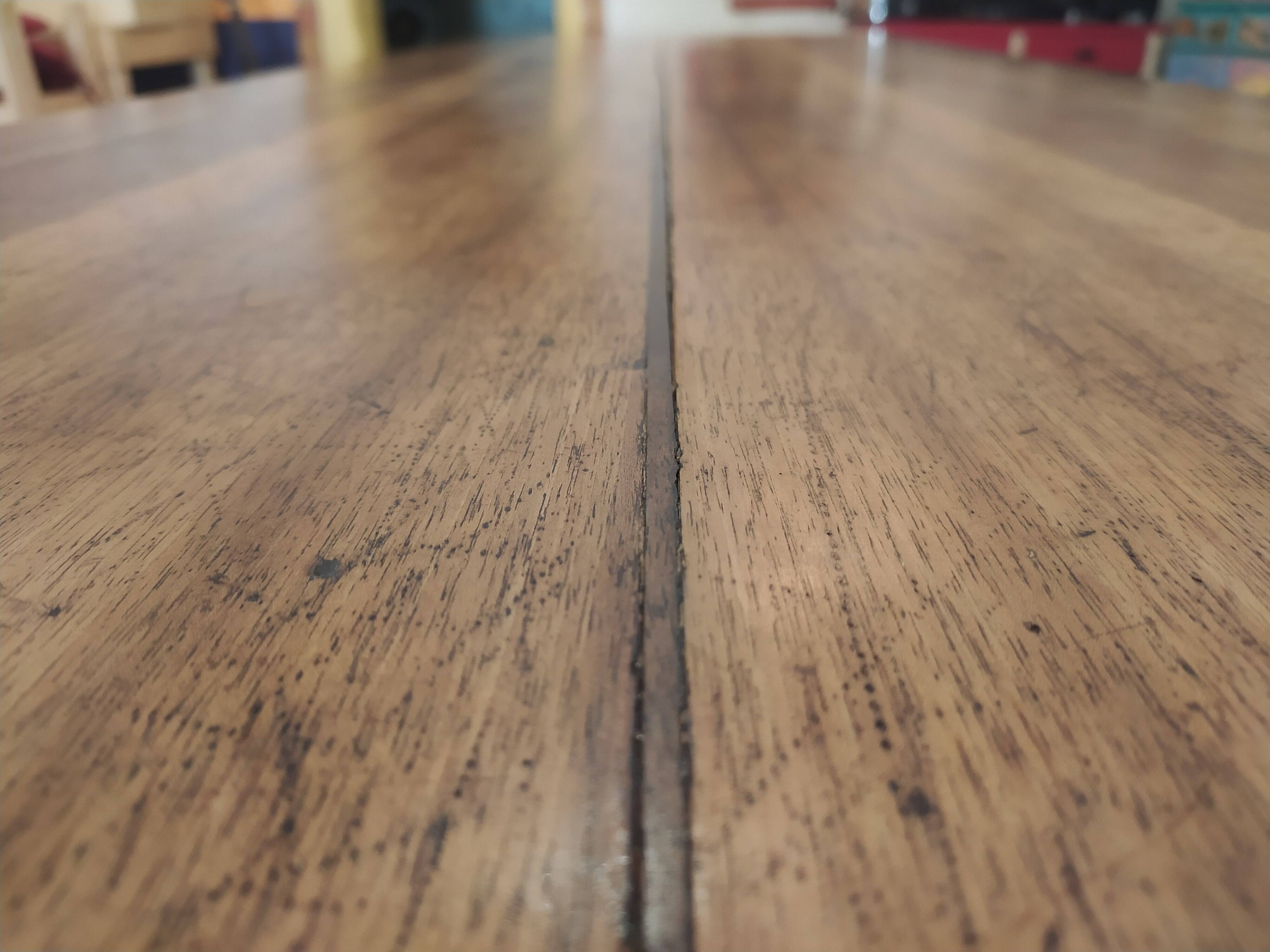 Old farmhouse table in solid walnut from the 19th century, benches, extensions, Ardèche.