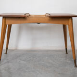 Table à manger réglable avec scène parisienne graphique, des années 1950