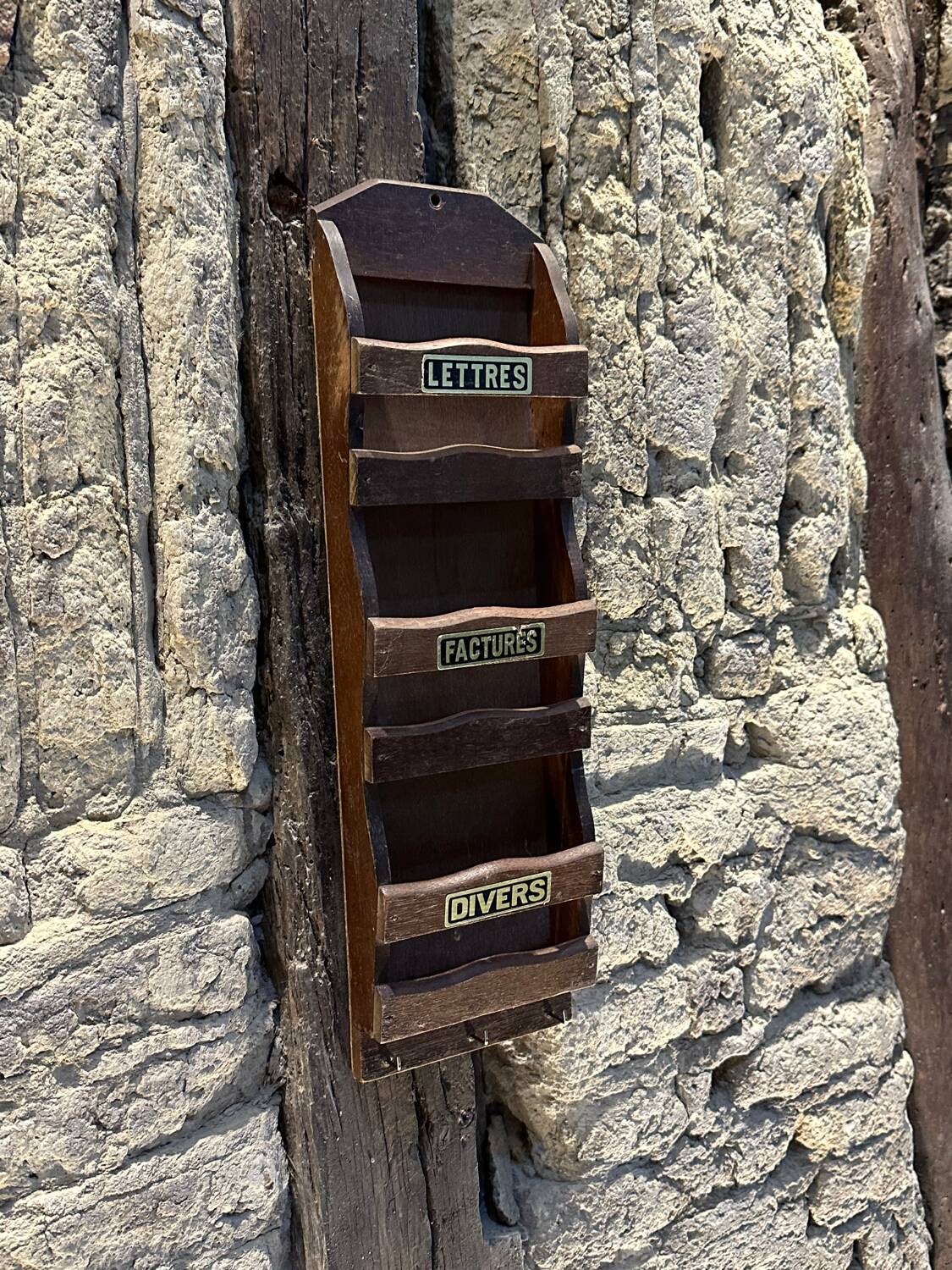 Wooden mail folder letter holder