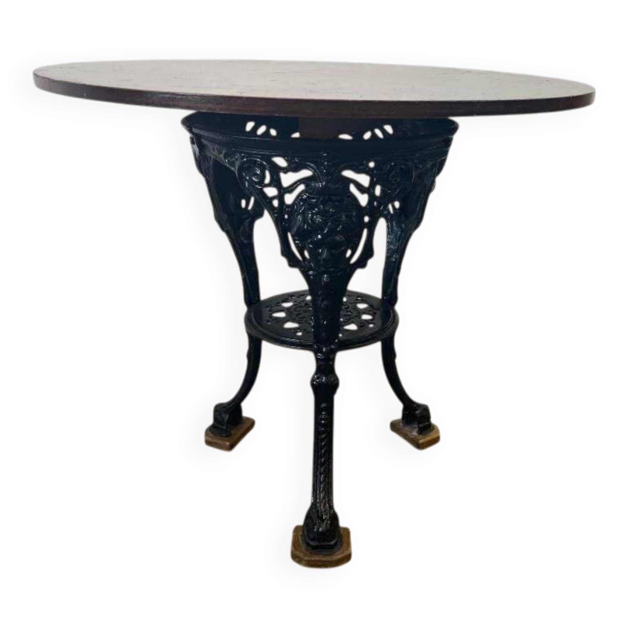 Table bistrot ronde française vintage avec cadre en fonte