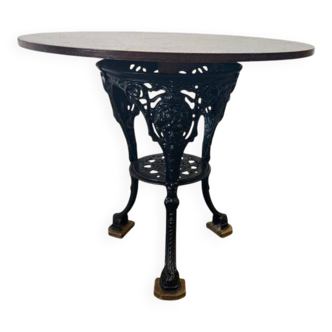 Table bistrot ronde française vintage avec cadre en fonte