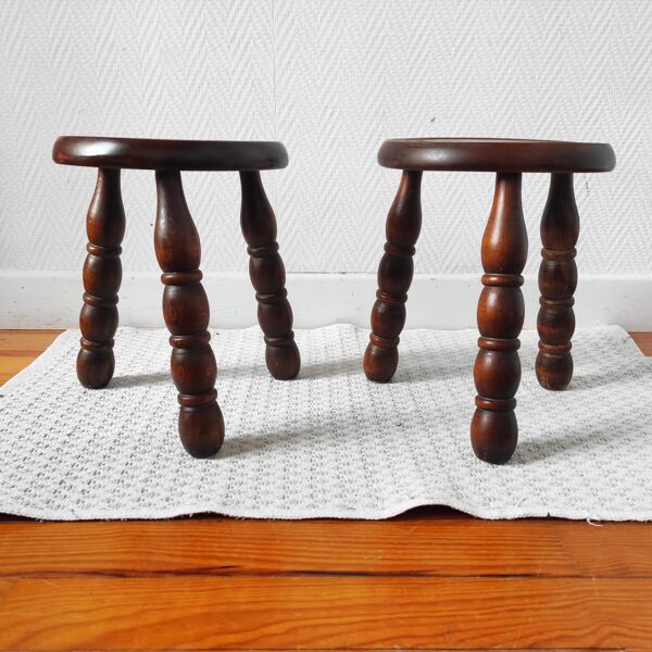 Paire de tabourets tripodes ancien