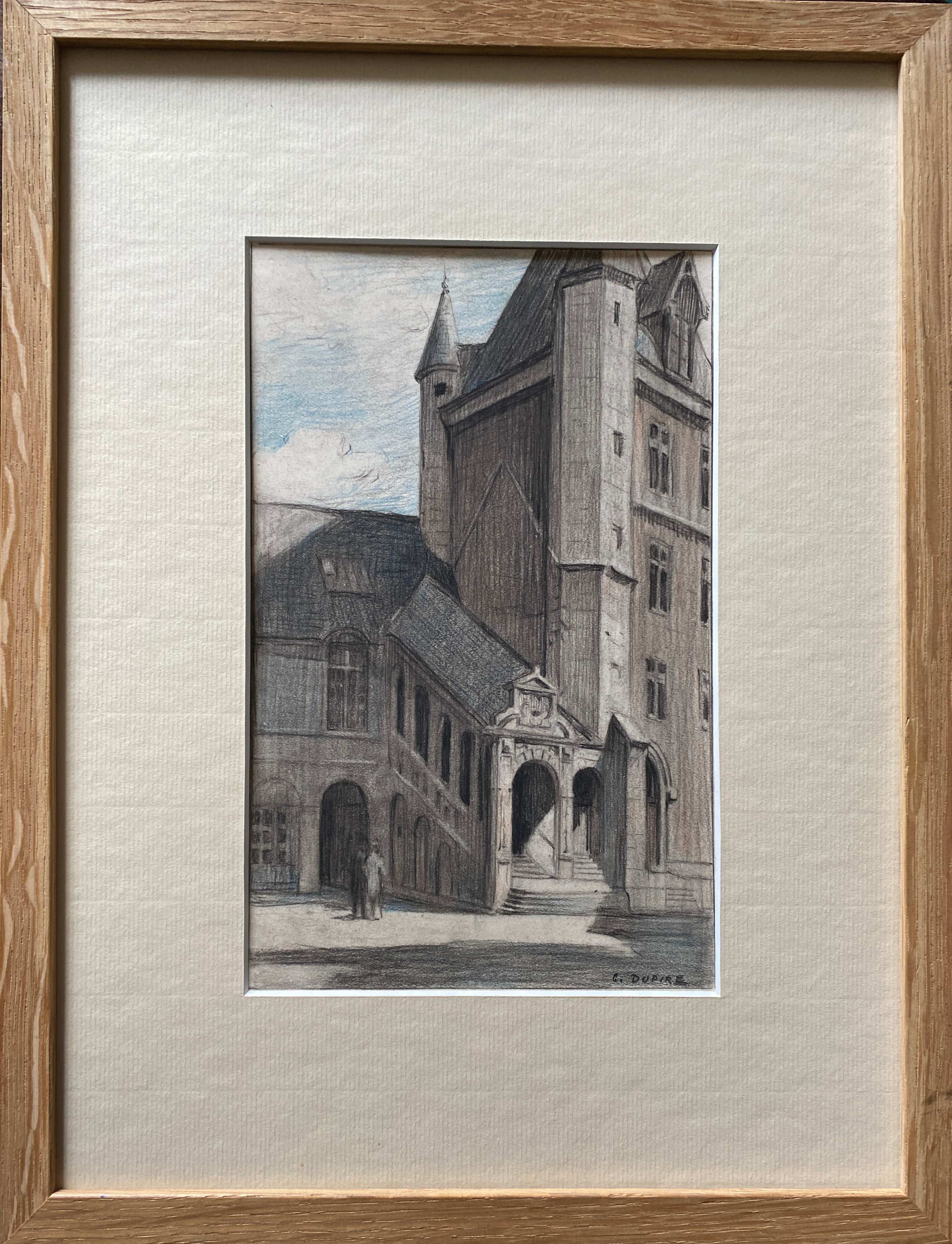 Painting Georges Joseph DUPIRE (1873-?) Palace of the Dukes Dijon Tour of Bare