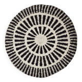 Coussin rond en laine à motifs blanc