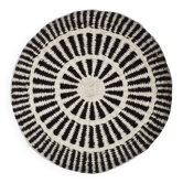 Coussin rond en laine à motifs blanc