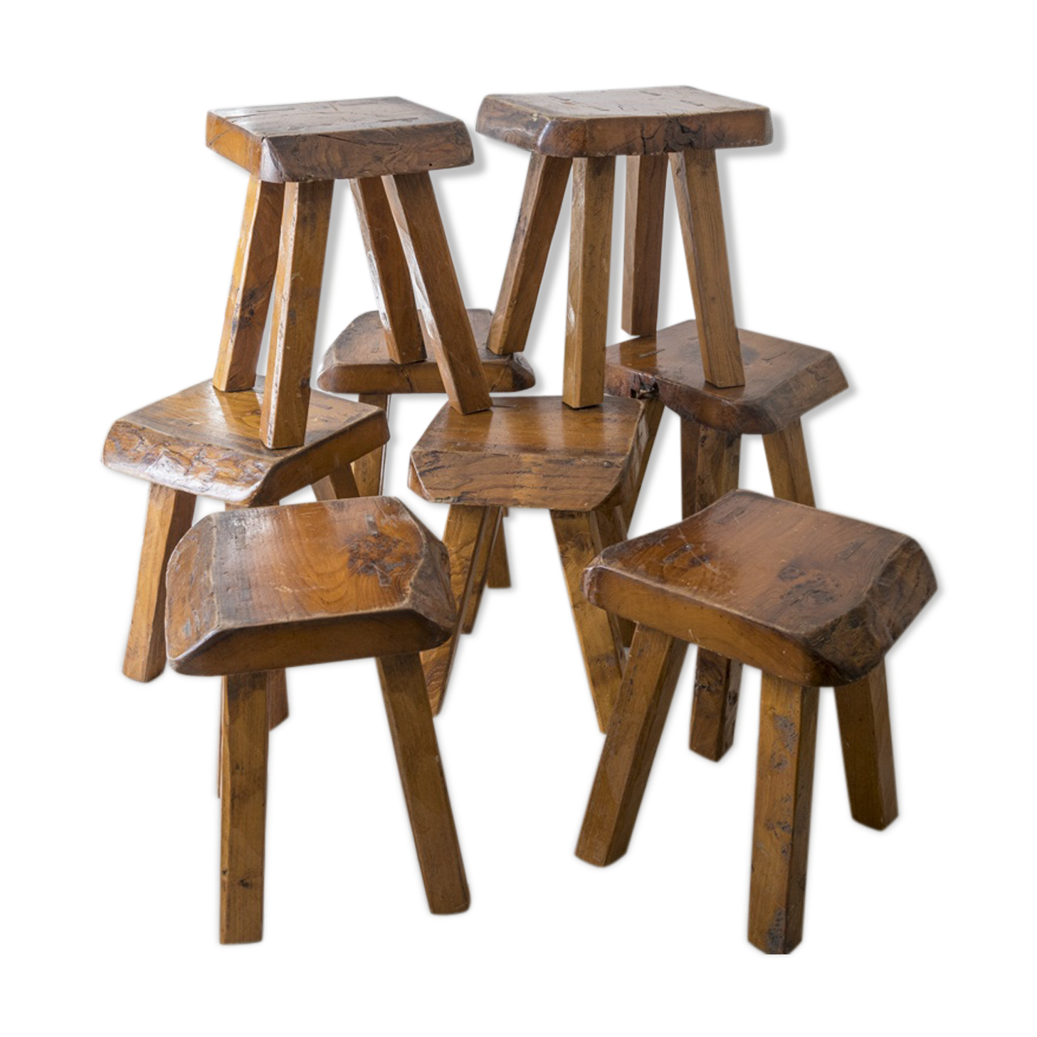 Set of 8 brutalist stools