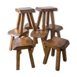 Set of 8 brutalist stools