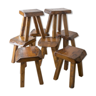 Set of 8 brutalist stools