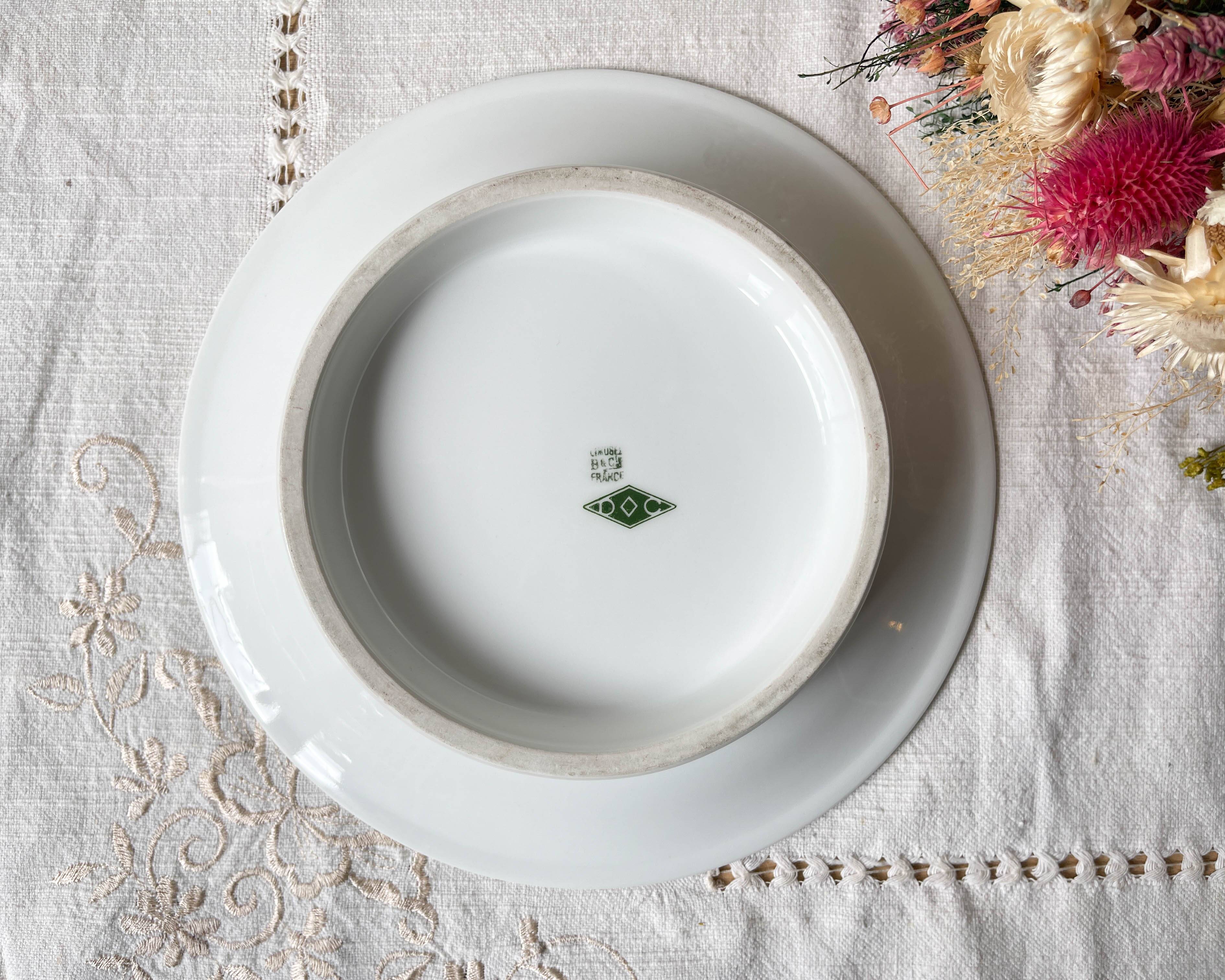 Vintage Limoges Porcelain Cake Stand with Floral Pattern