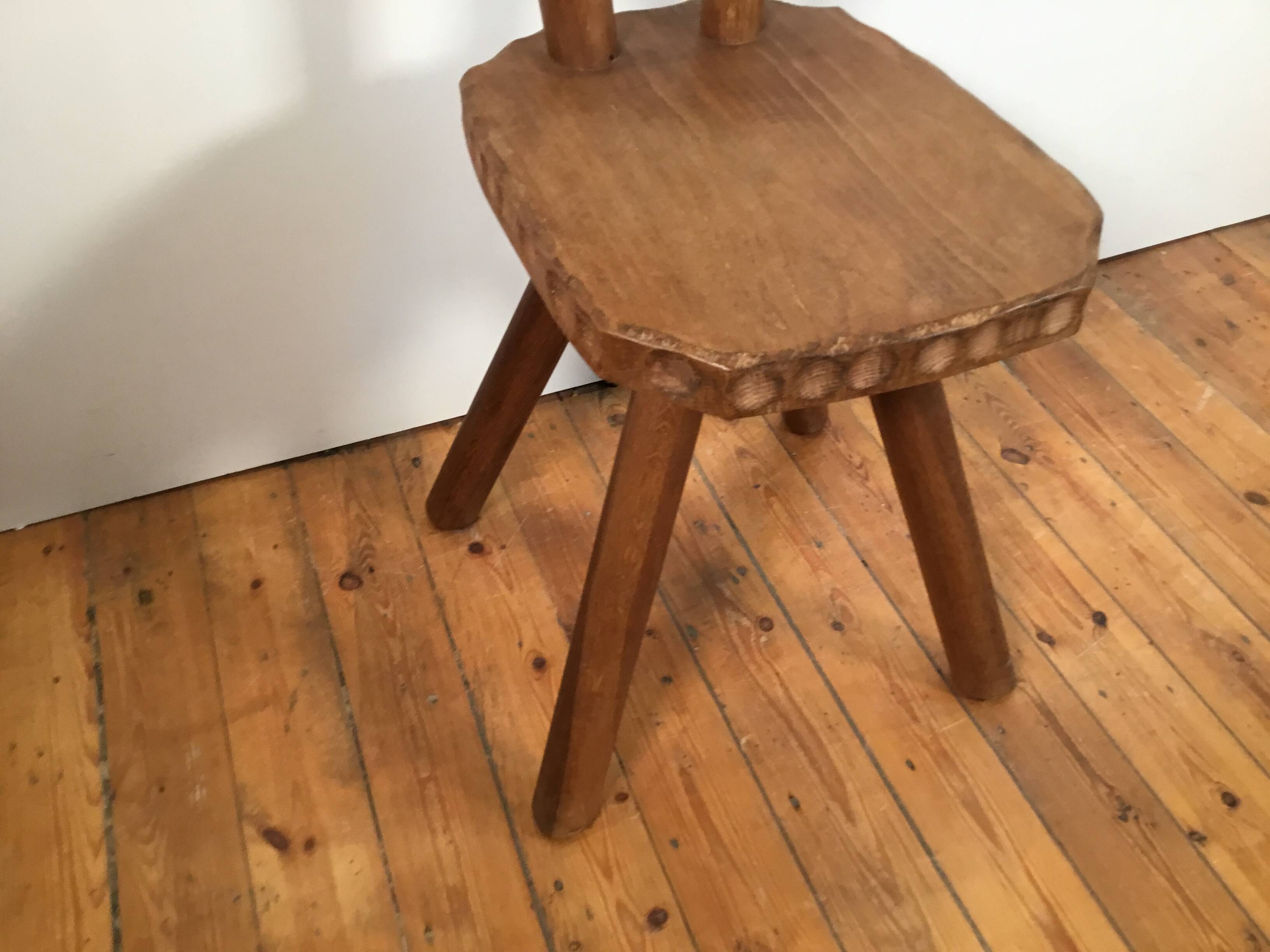 solid oak brutalist organically shaped chair