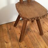 solid oak brutalist organically shaped chair