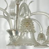 Mid-century six arms Murano Bullicante Rostrato chandelier by Ercole Barovier