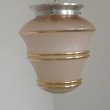 Ceiling light / Art Deco lamp in pink and gold with a glass shade - Silver Fitter