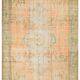 Orange vintage turkish rug, 6x9 feet vintage pastel orange carpet