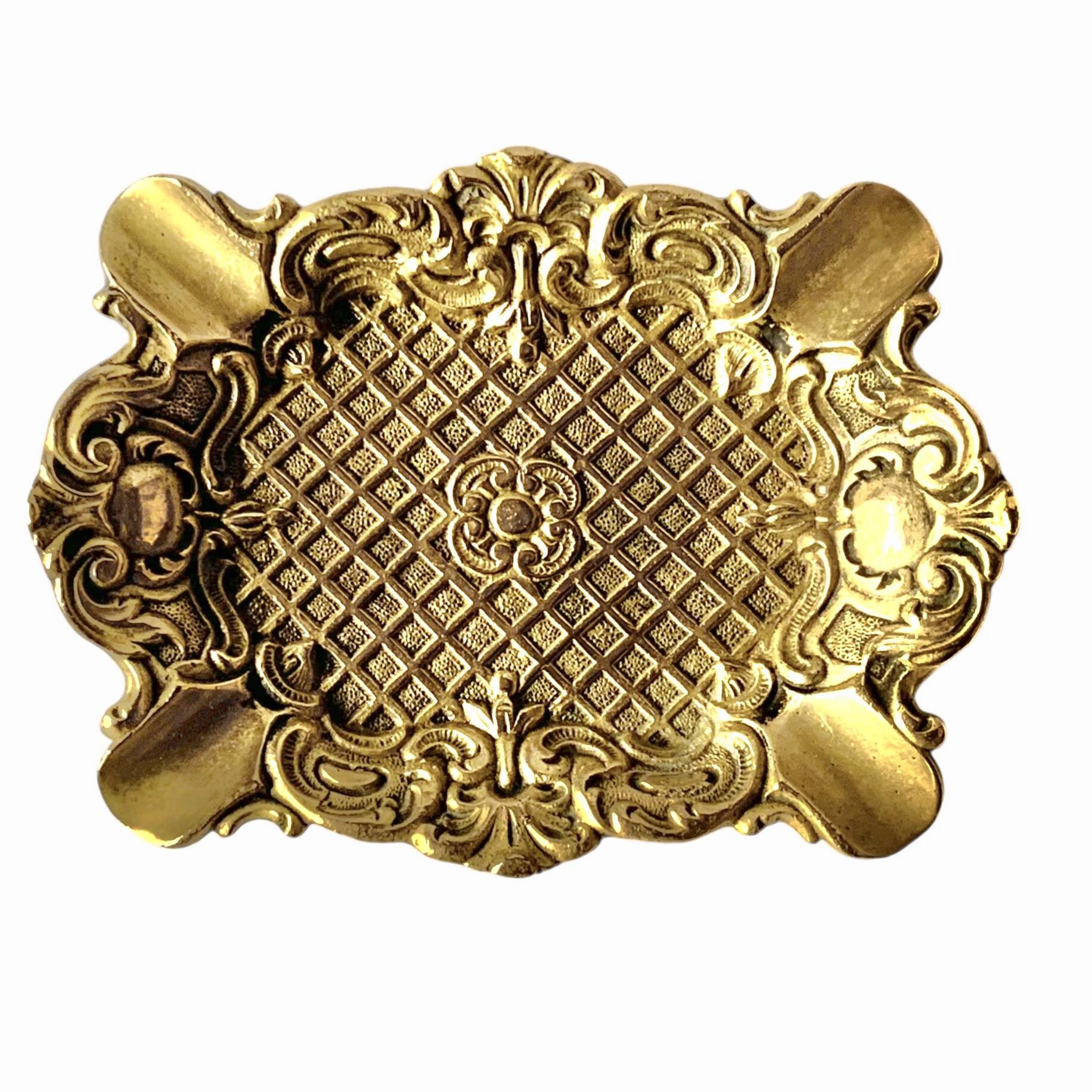 Neo-Baroque brass ashtray stamped DL number 6 registered