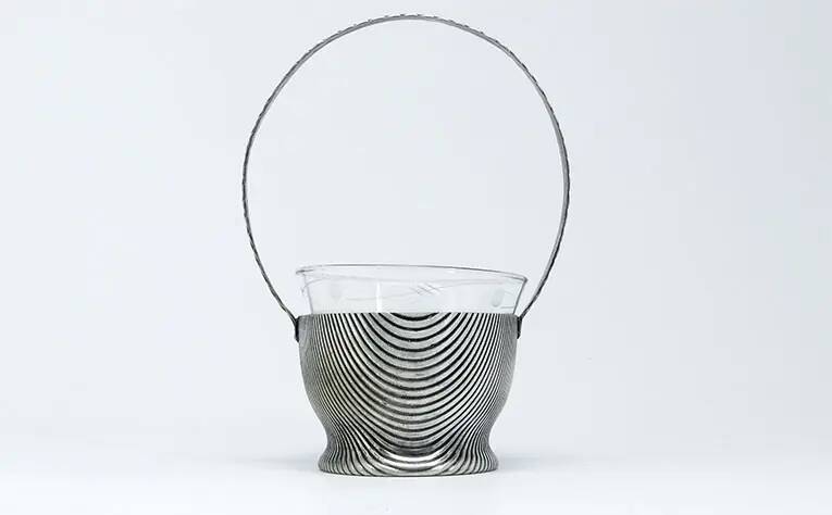Art Deco sugar bowl, silver-plated brass, Szandrik, Hungary, 1930s