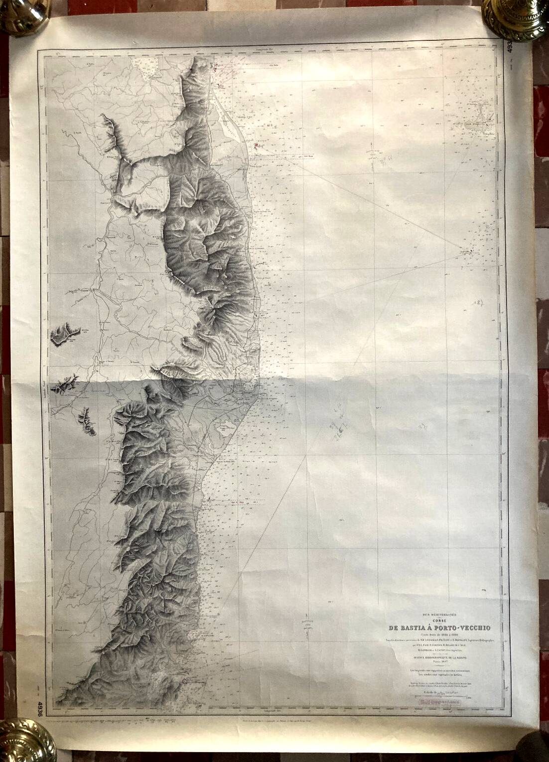 Old nautical map Mediterranean Sea - Corsica - From Bastia to Porto Vecchio