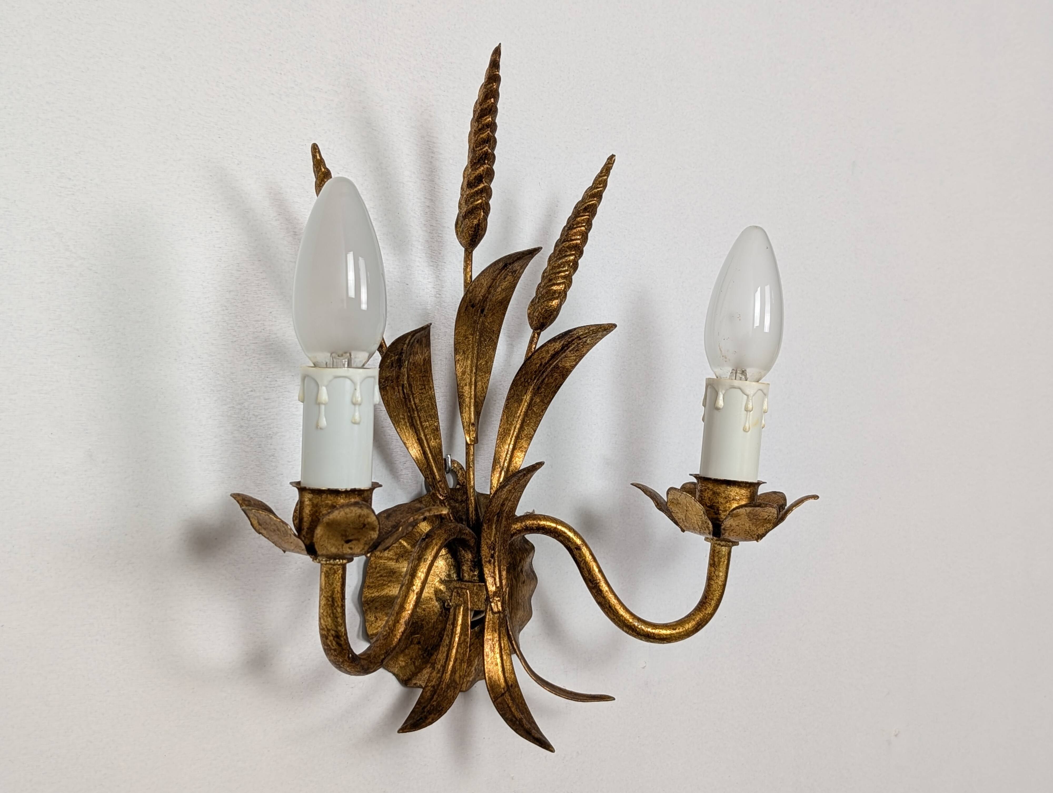 Pair of wheat ear wall lights