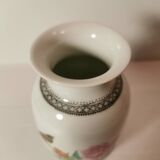 Small Asian Chinese Baluster Vase in White Porcelain with Caligraphed Poem. Stamped and S