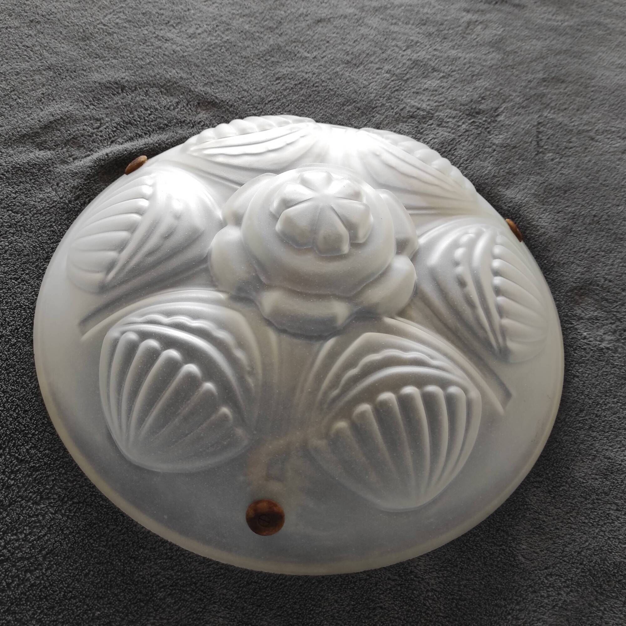 LUSTRE SUSPENSION with BELLE VASQUE in VERRE frosted ART DECO