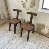 Pair of Aranjou elm “T” chairs