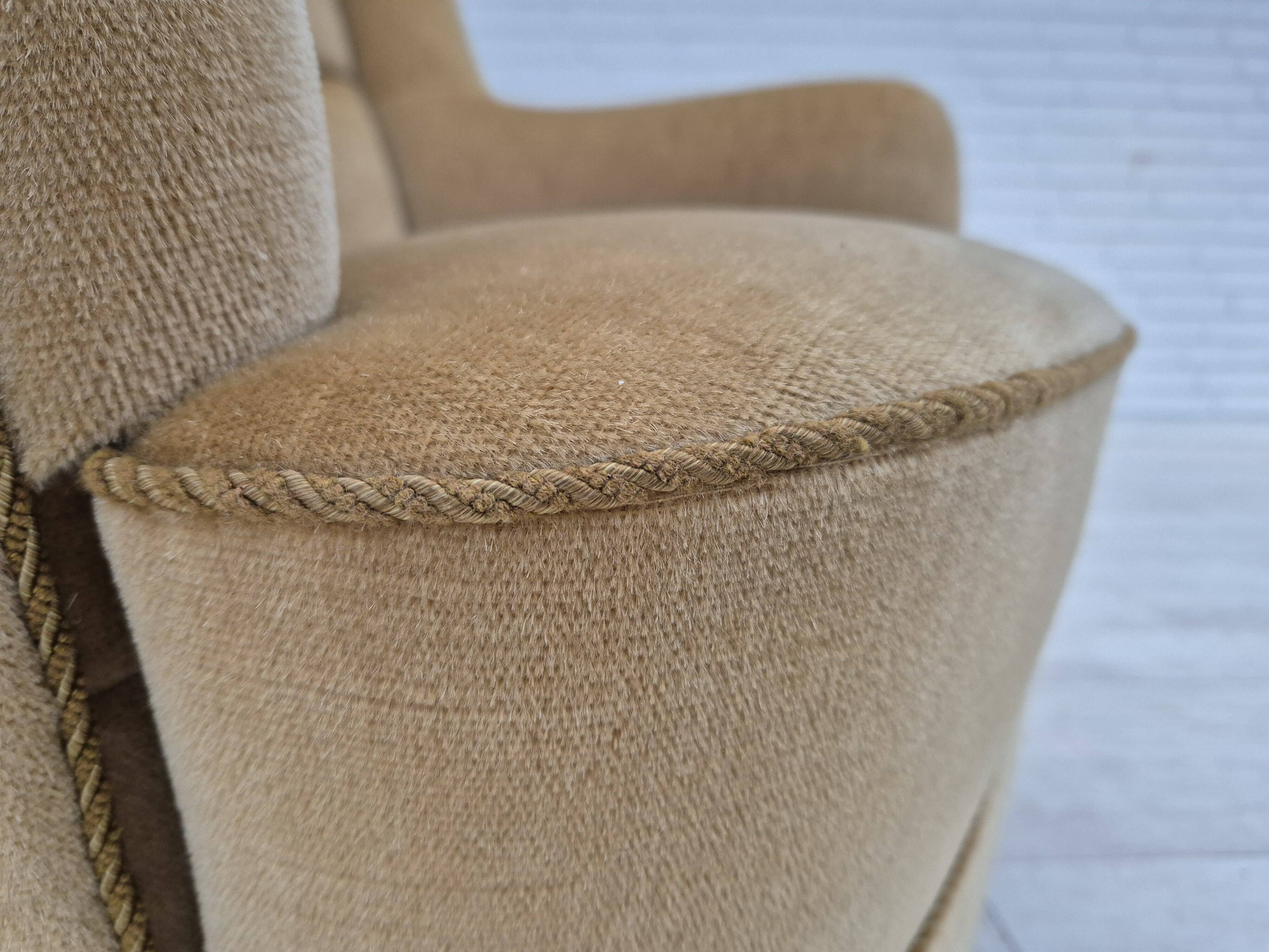 1970s, Danish highback armchair, original condition, furniture velour.