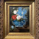Hsp painting "still life with wild flowers" 19th century signed bournay + frame